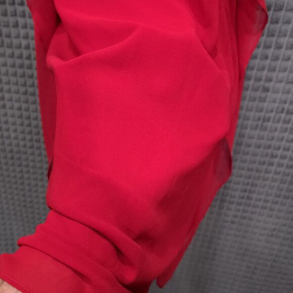 Y2K BCBG Red Ruffle Dress Sm 90s Sun Romantic Coquette Cowpunk Fairy Flowy Boho - Picture 6 of 16